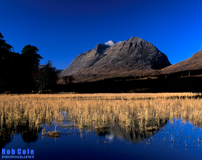 Liathach across Loch Clair on a bright winter morning