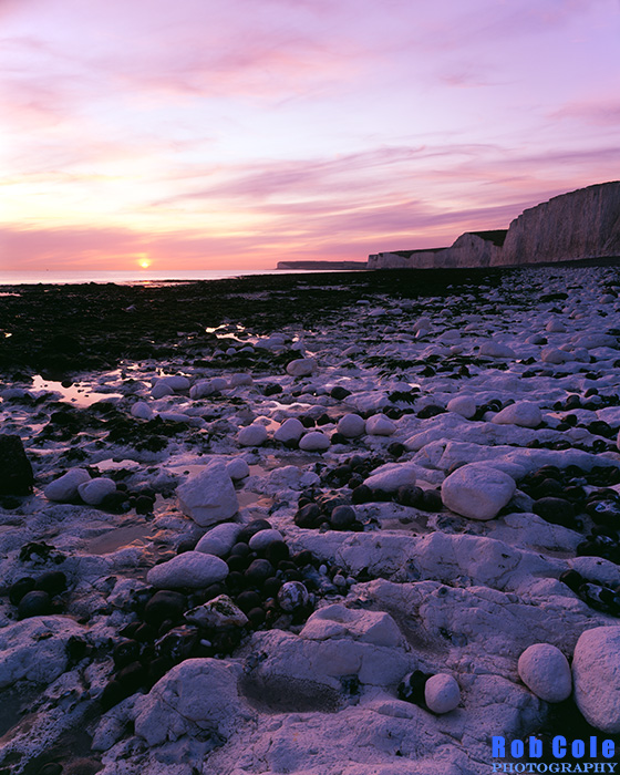 An autumn sunset from the Beach at Birling Gap